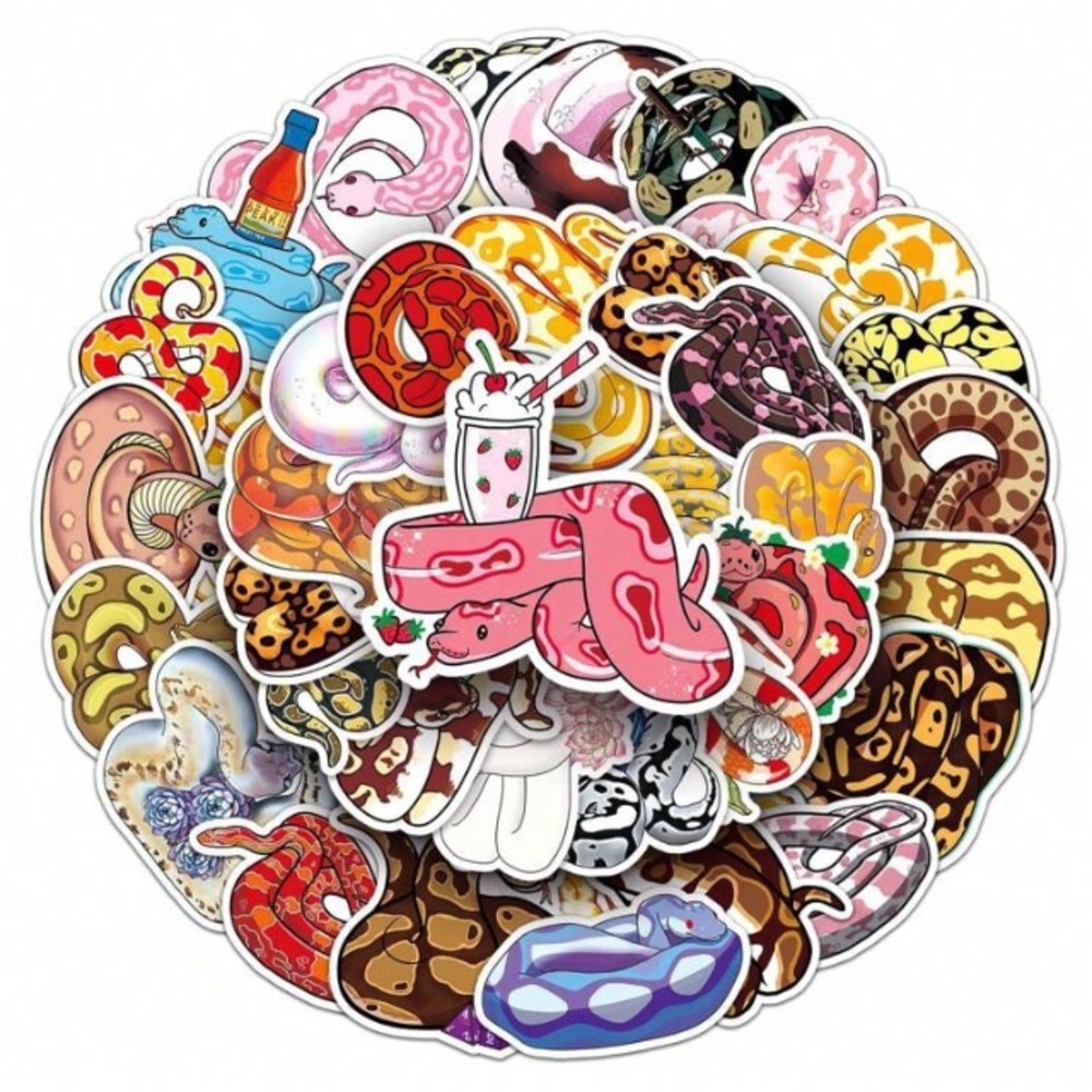 50 multicolor snake vinyl stickers decor laptop cup scrapbook luggage mug helmet - Picture 5 of 6